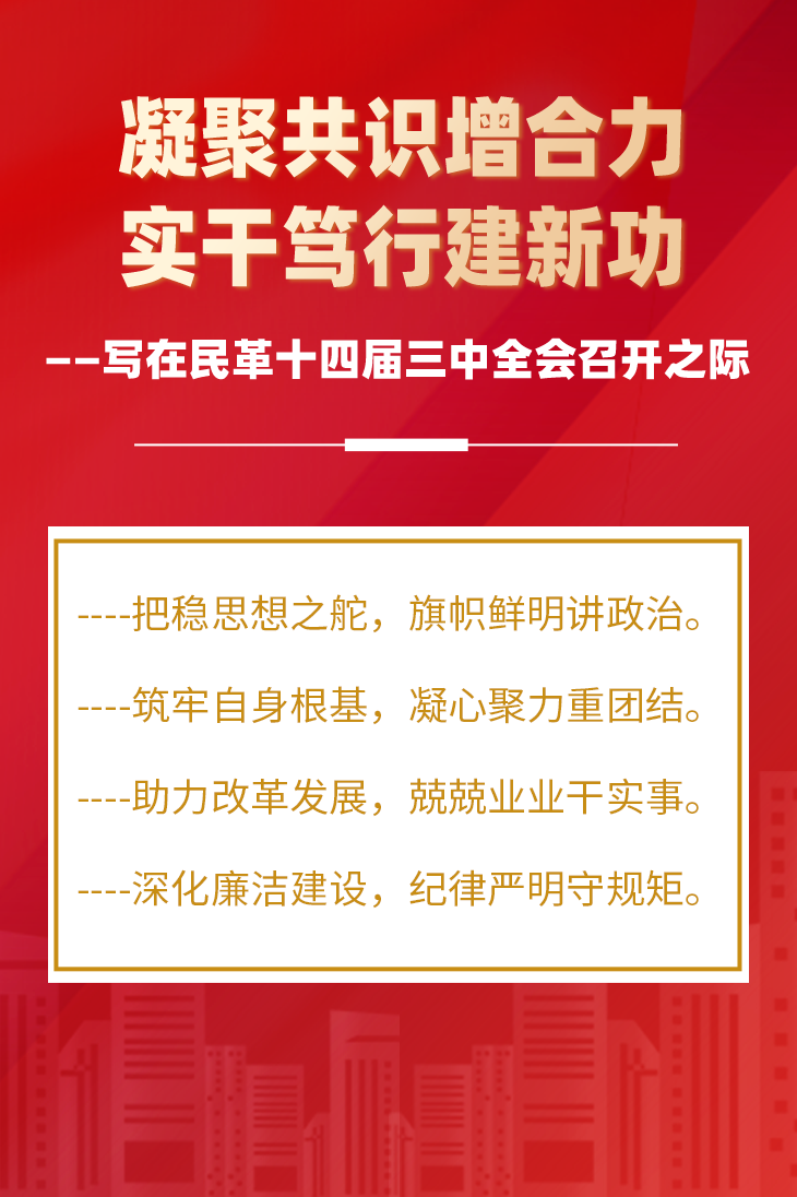 凝聚共识增合力 实干笃行建新功——写在民革十四届三中全会召开之际