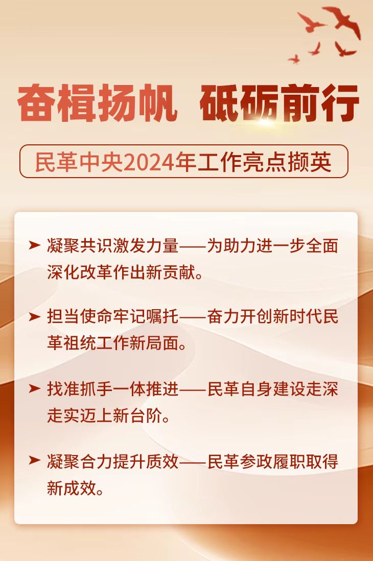 奋楫扬帆  砥砺前行——民革中央2024年工作亮点撷英